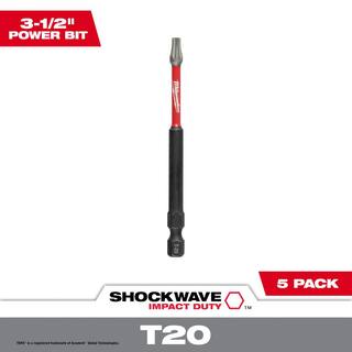 MW SHOCKWAVE Impact Duty 3-12 in. T20 Torx Alloy Steel Screw Driver Bit (5-Pack) 48-32-4578