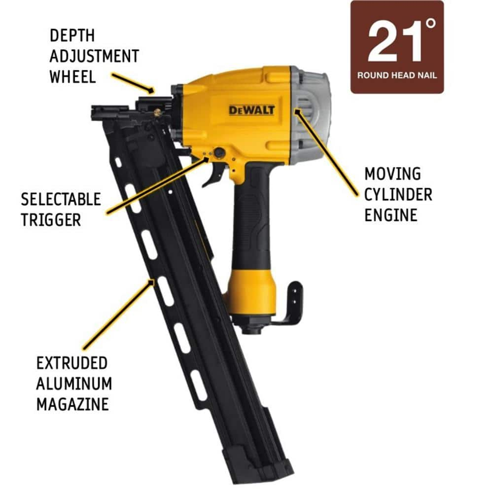 DEWALT Pneumatic 21-Degree Collated Framing Nailer DWF83PL