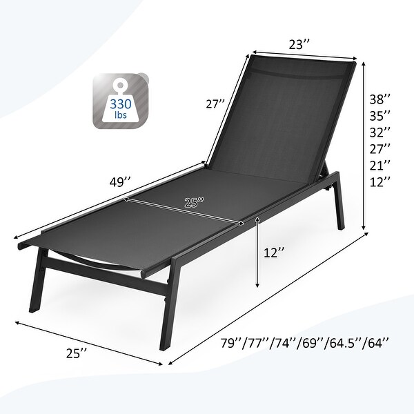 Costway Patio Lounge Chair Chaise Recliner Back Adjustable Garden