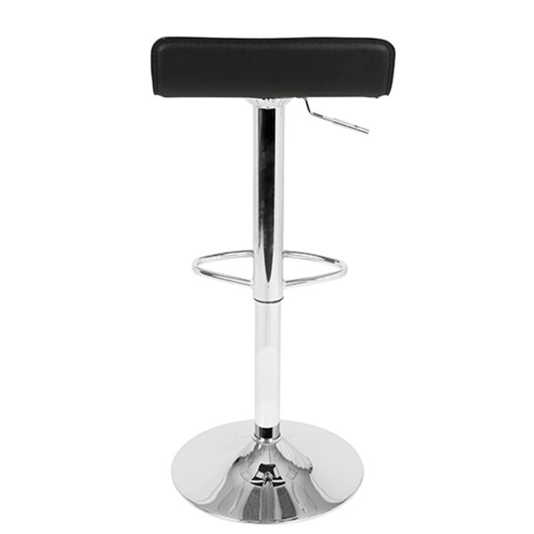 Lumisource Ale Contemporary Adjustable Barstool in Black PU Leather - Set of 2 - 16