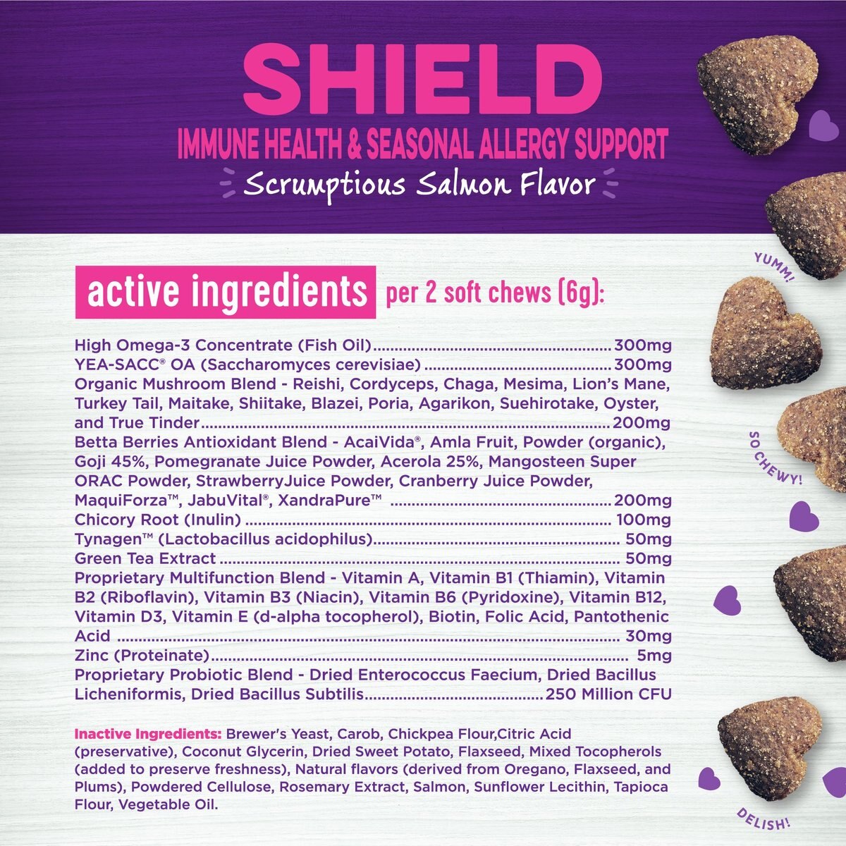 Wellness Shield Immunity/Allergy Salmon Flavor Chew Supplements for Dogs