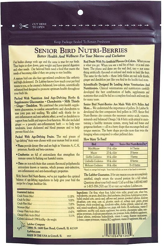 Lafeber Senior Bird Nutri-Berries Macaw and Cockatoo Bird Food