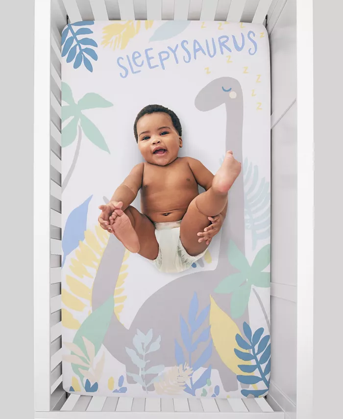 Macy's Sleepysaurus Dino Leaf Photo Op Fitted Crib Sheet