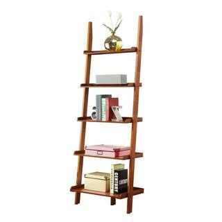 Convenience Concepts 72 in. Cherry Wood 5-shelf Ladder Bookcase with Open Back 8043391