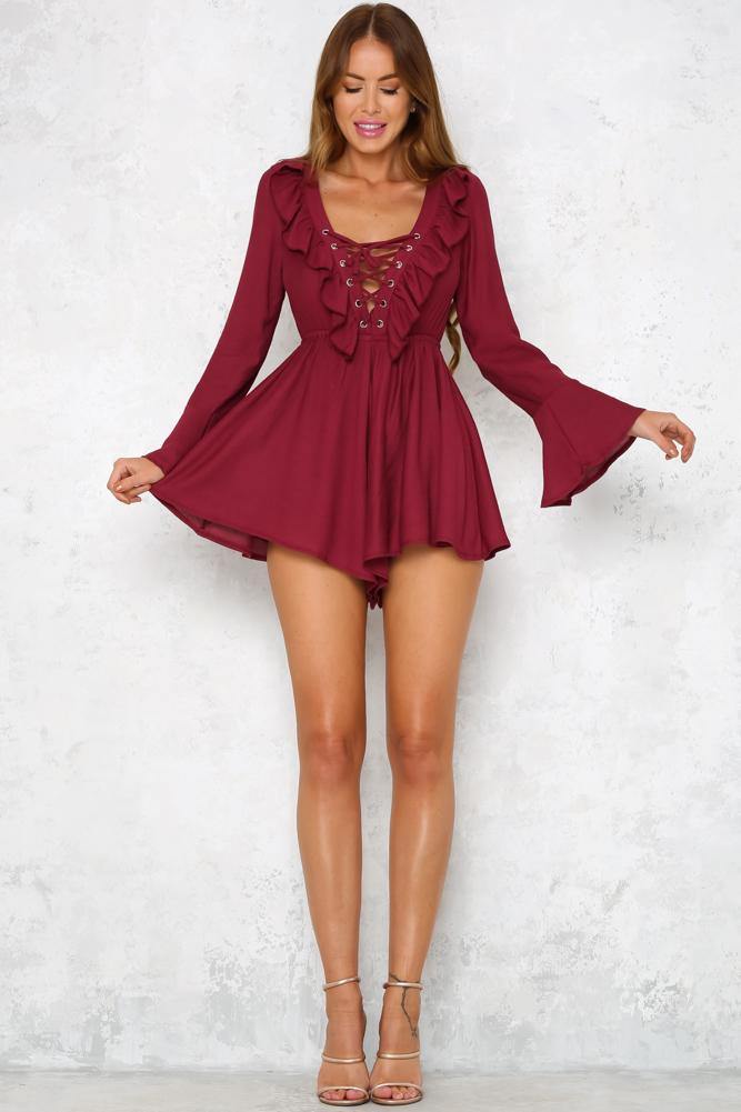 Kiss Me Quick Romper Wine