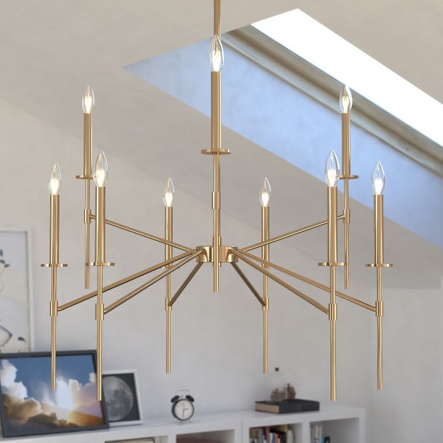 Vaxcel Kedzie 9 Light Chandelier Natural Brass