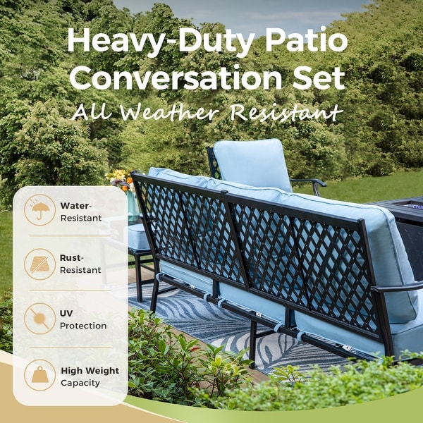 MAISON ARTS 6/7Piece Patio Conversation Sets，Sofa Set with 2/4 x Single Chairs，1 x 3seater Sofa and Coffee Table/Ottomans