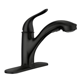 MOEN Brecklyn Single Handle Pull Out Sprayer Kitchen Faucet with Power Clean in Matte Black 87557BL