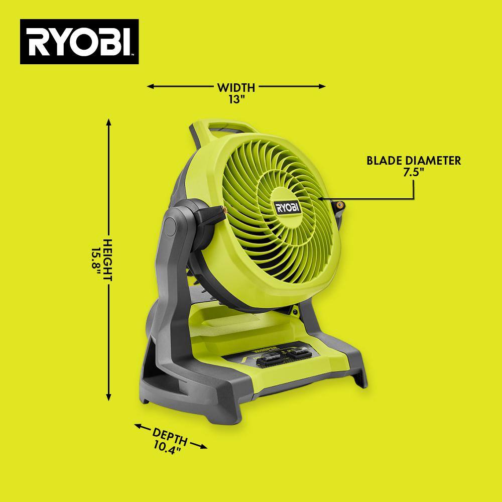 RYOBI ONE+ 18V Cordless 7-12 in. Bucket Top Misting Fan (Tool Only) PCL851B