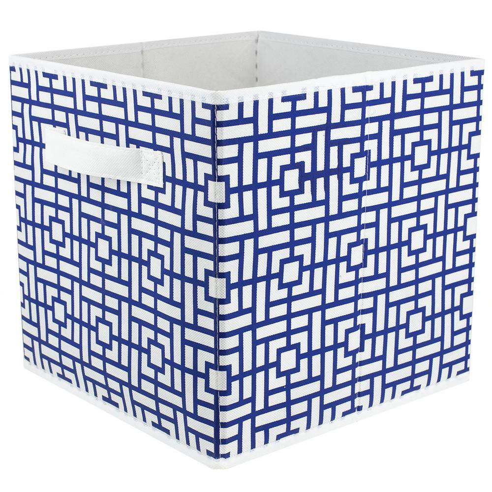 Home Basics 10.5 in. H x 10.5 in. W x 10.5 in. D Blue Fabric Cube Storage Bin HDC51551