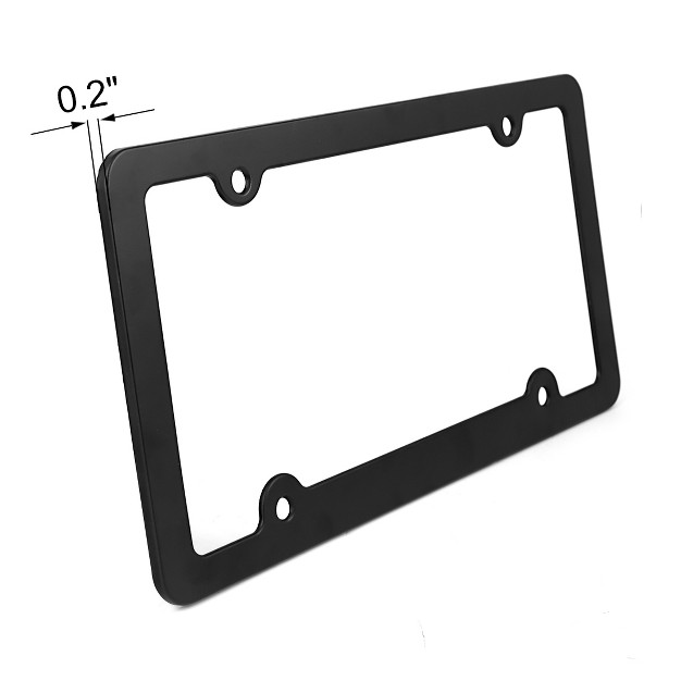 Unique Bargains Aluminum Alloy Screw Caps 4 Hole Front Rear License Plate Frame Black 2 Pcs