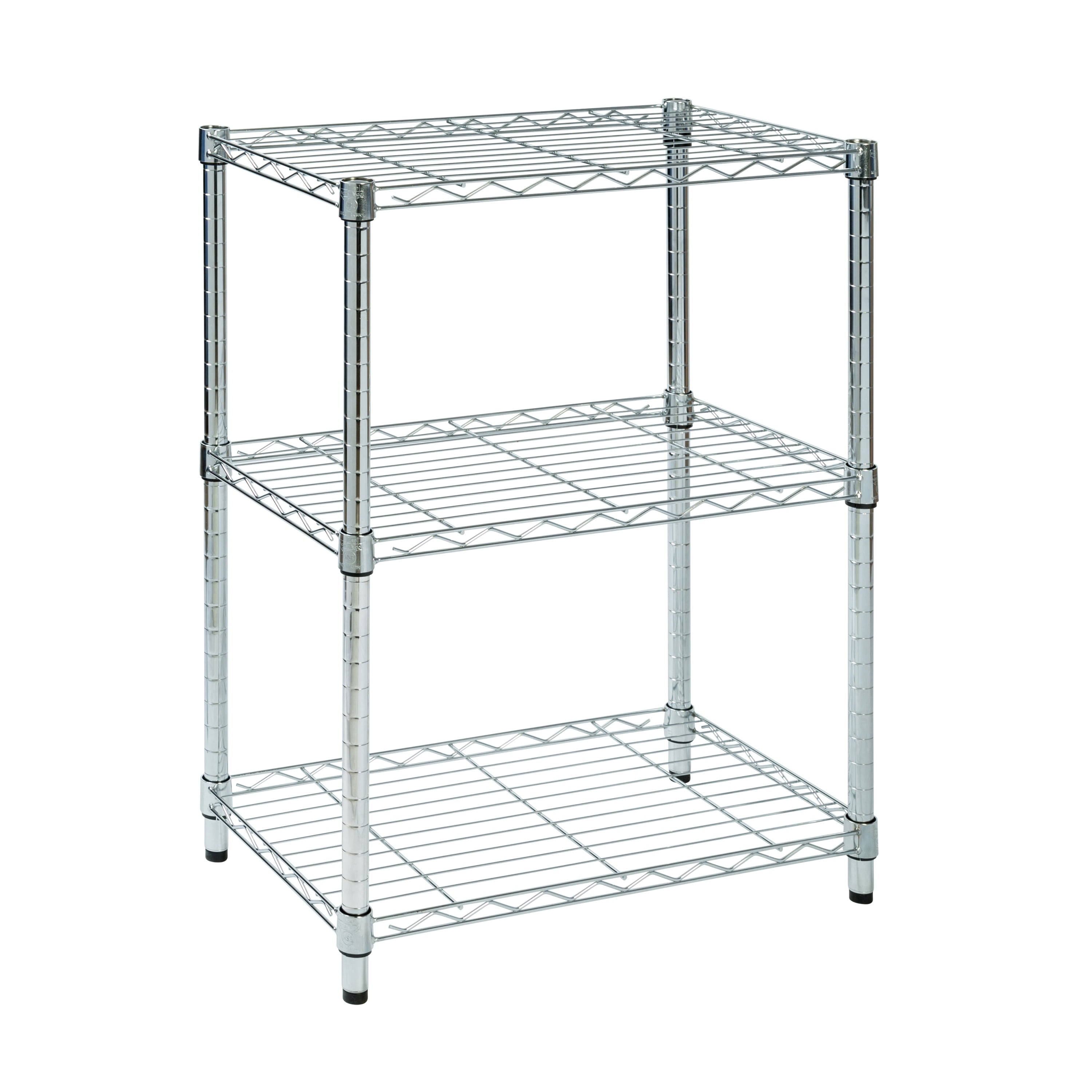 Honey-Can-Do 3-Tier Heavy-Duty Adjustable Shelving Unit with 250-lb Weight Capacity, Chrome,Shelves & Shelf Units Chrome,Steel