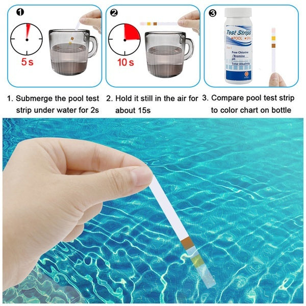 100pcs/2 Bottles Chlorine Dip Test Strips Hot Tub SPA Swimming Pool PH Tester Paper