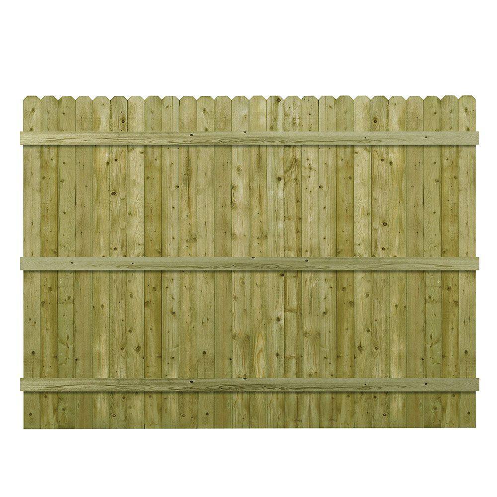 Barrette 6 ft. H x 8 ft. W Privacy Pressure-Treated 4 in. Dog-Ear Flat Wood Fence Panel 73000473