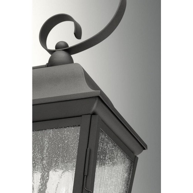 Progress Lighting Kiawah 3 light Outdoor Post Lantern In Black With Seeded Glass Panels