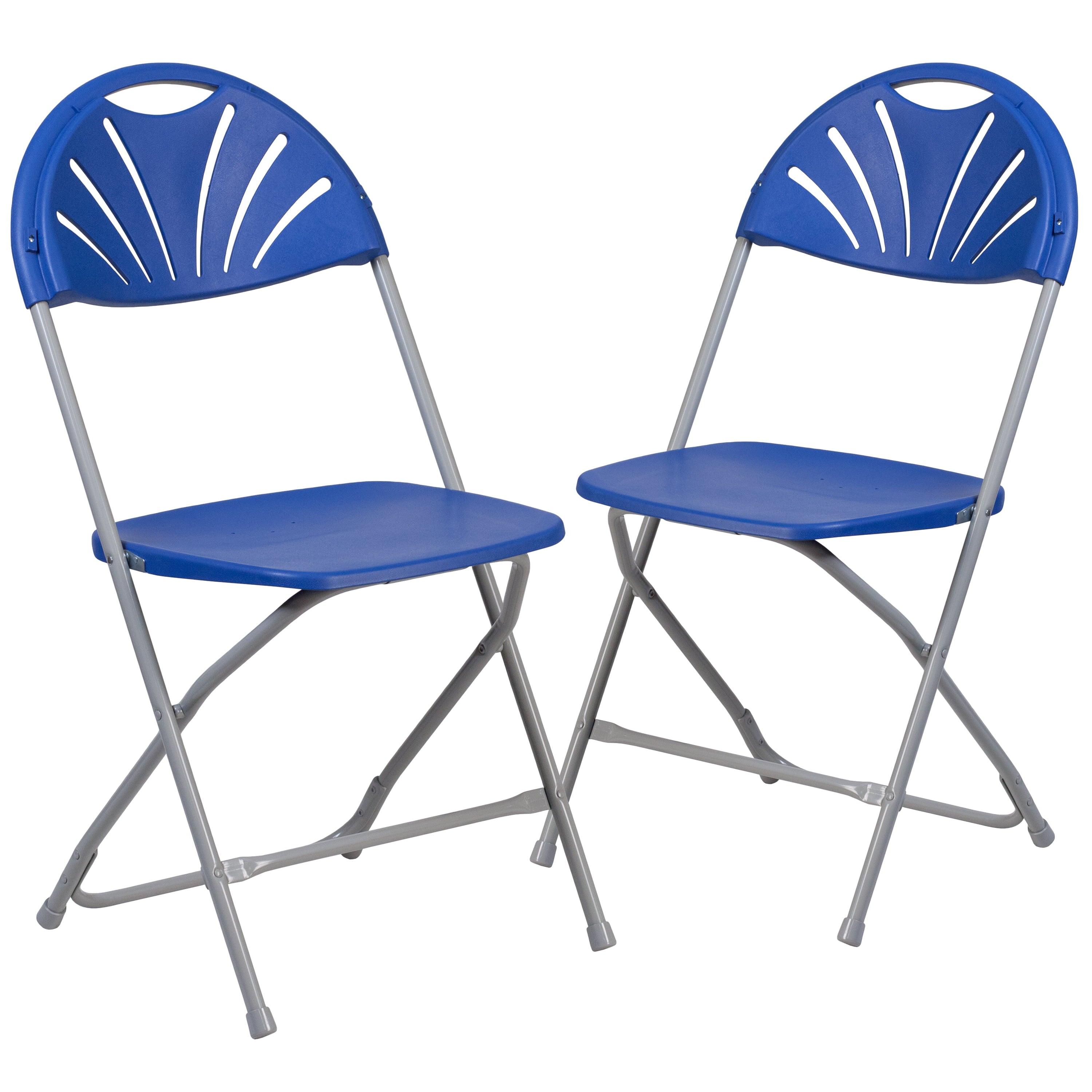 Flash Furniture 2 Pack HERCULES Series 650 lb. Capacity Blue Plastic Fan Back Folding Chair