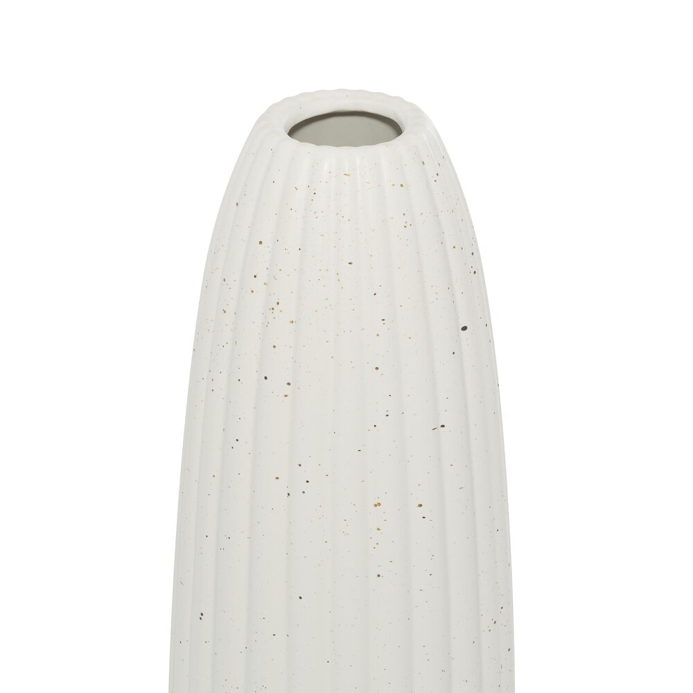White Ceramic Speckled Vase   5 x 5 x 18