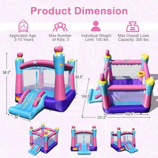 Costway Inflatable Bounce House 3-In-1 Princess Theme Inflatable Castle without Blower NP10534