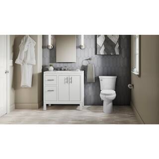 KOHLER Gleam 2-Piece Chair Height 1.28 GPF Single Flush Elongated Skirted Toilet in White Seat Included (6-Pack) K-31674-6-0