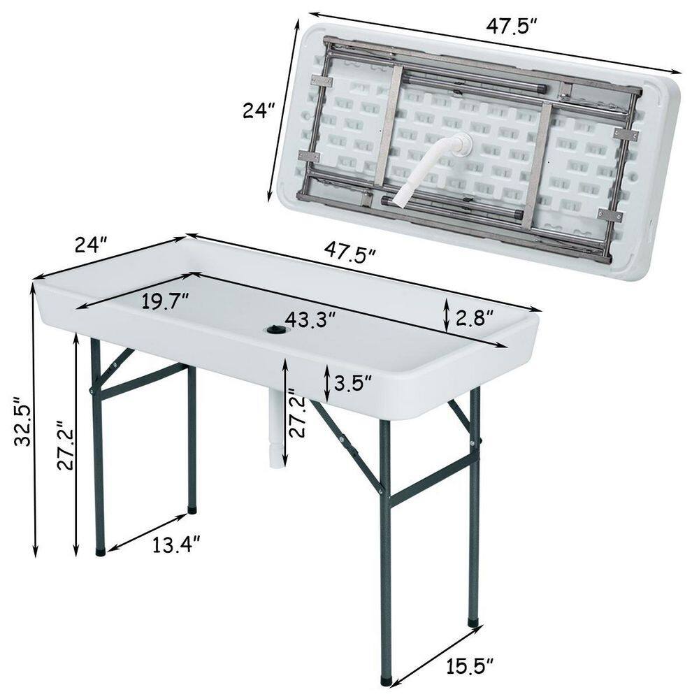 HONEY JOY White 4-legs Ice Folding Table with Matching Plastic Skirt TOPB000601