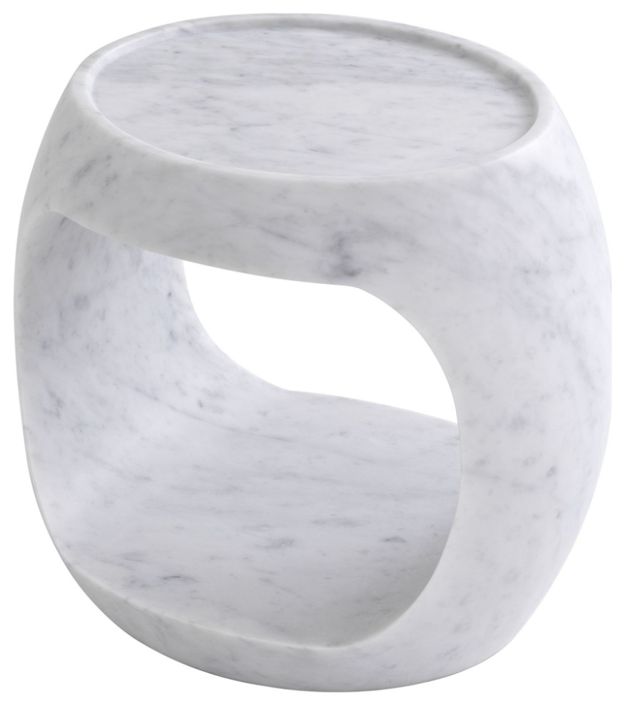 White Marble Round Side Table  Eichholtz Clipper Low   Traditional   Side Tables And End Tables   by Oroa   Distinctive Furniture  Houzz