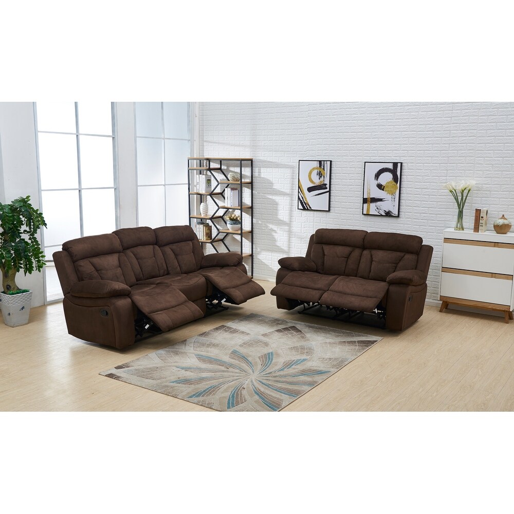 Betsy Furniture 2 Piece Microfiber Reclining Living Room Set  Sofa and Loveseat