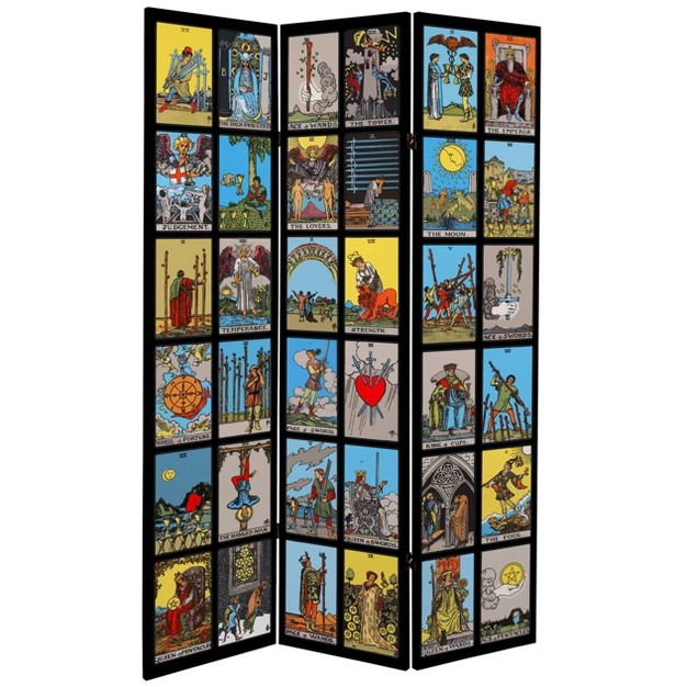 Double Sided Rider Waite Tarot Canvas Room Divider Oriental Furniture