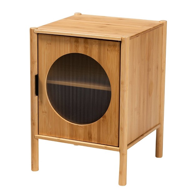 Naresh Bamboo Wood 1 Door End Table Natural Brown Baxton Studio