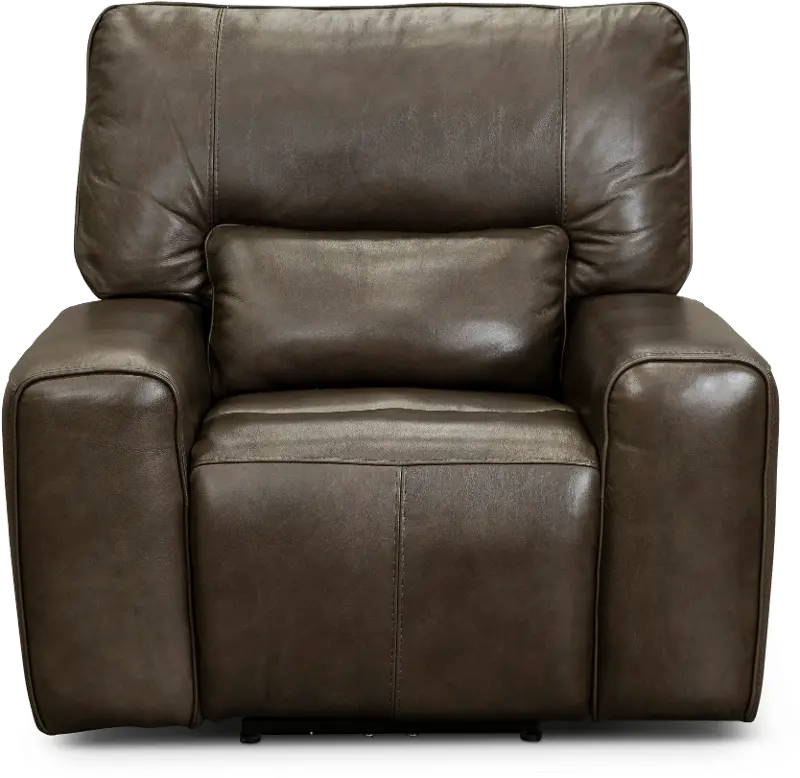 Zero Gravity Concrete Brown Leather Power Recliner