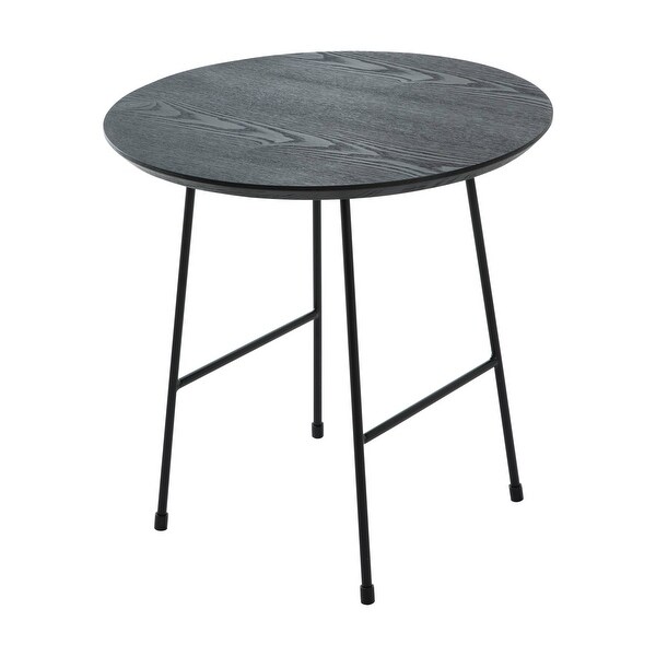 LeisureMod Rossmore Modern Round Side Table With Black Steel Frame - 19.7