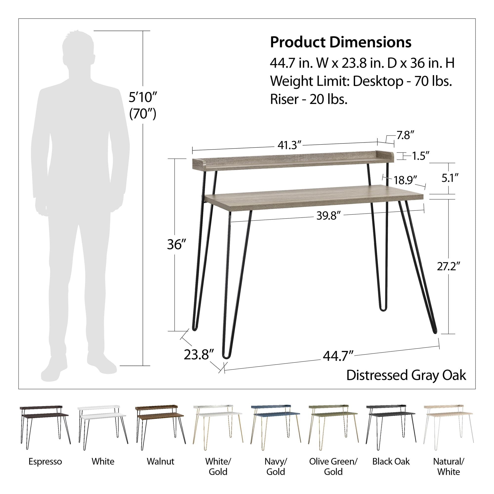 Mainstays Griffin Retro Computer Desk with Riser, Walnut