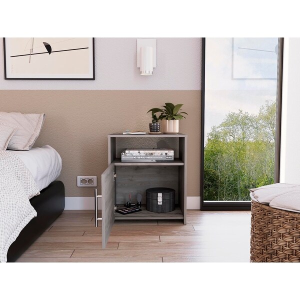 Modern Nightstand with 1 Open Shelf and 1 Door - - 37387782