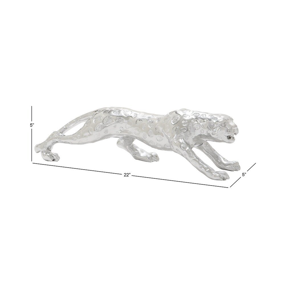 Silver Polystone Glam Sculpture Leopard   22\