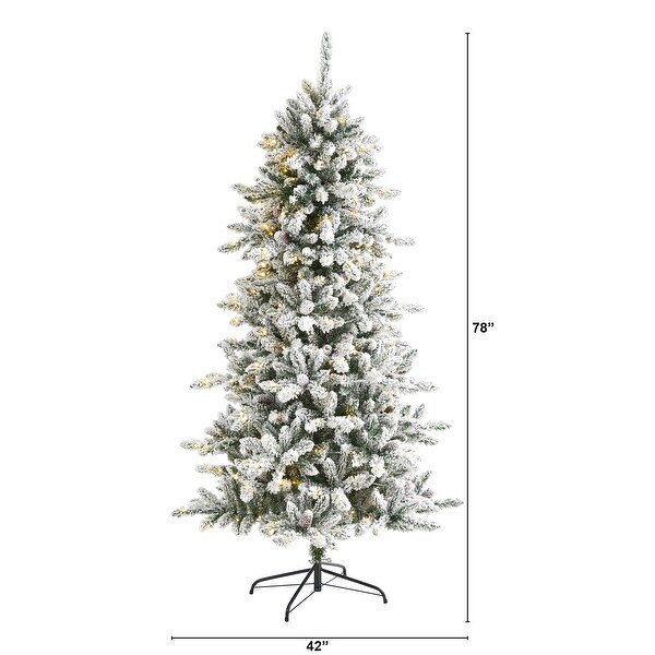 6.5' Flocked Livingston Fir Christmas Tree with 300 Clear Lights