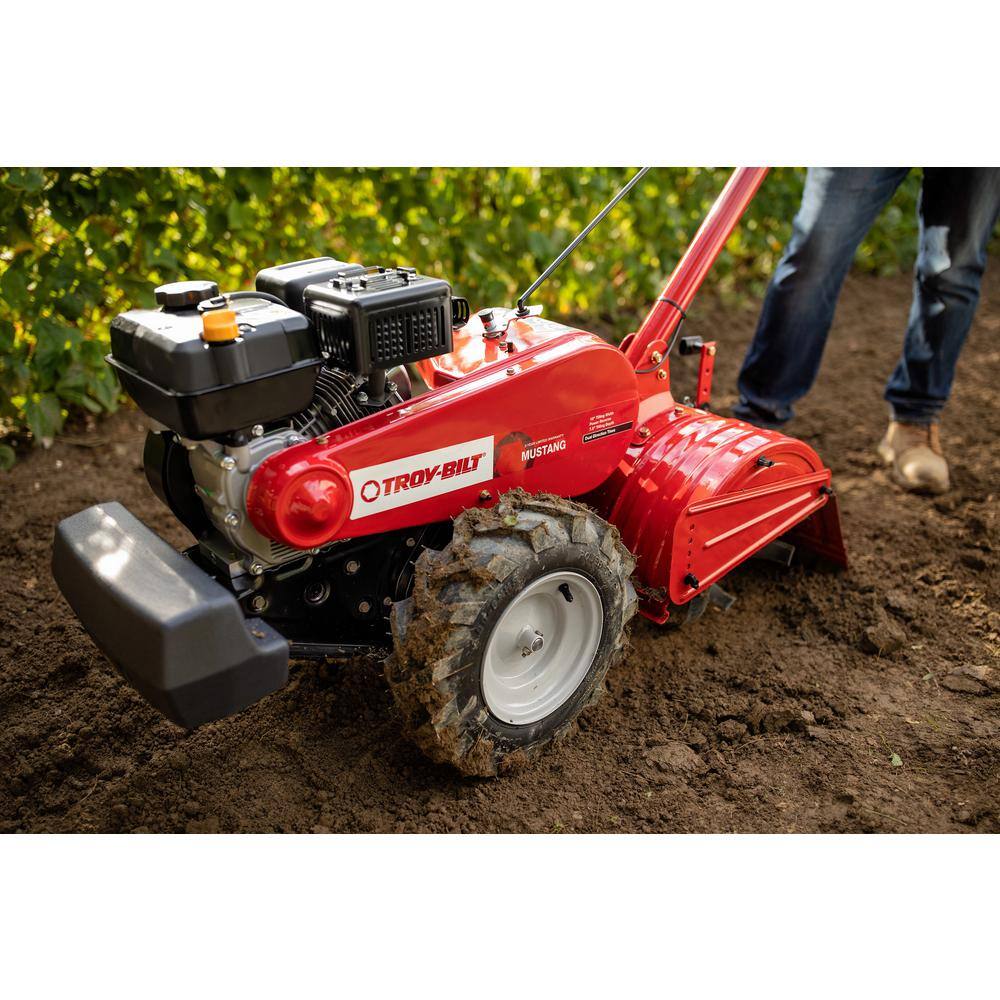 Troy-Bilt Mustang 18 in. 208 cc Gas OHV Engine Rear Tine Garden Tiller with Forward and Counter Rotating Tilling Options Mustang DDT