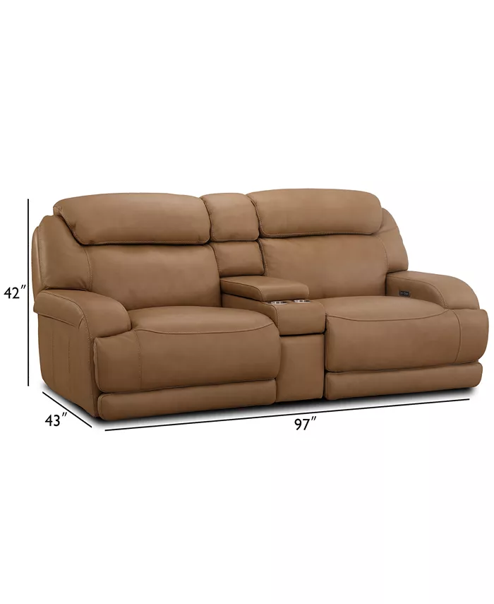 Furniture CLOSEOUT! Daventry 97 3-Pc. Leather Sectional Sofa With 2 Power Recliners Power Headrests Console And USB Power Outlet