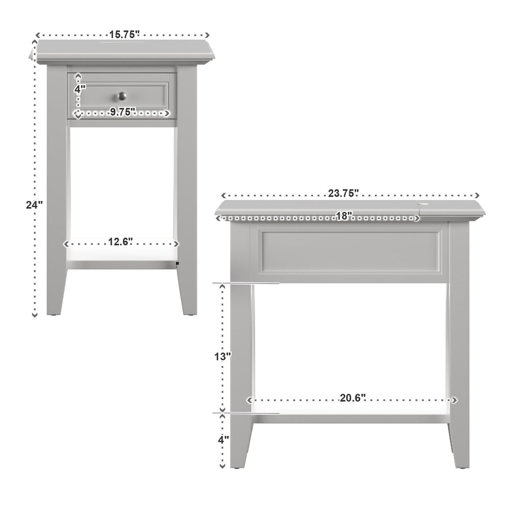 Zayden 1 drawer Side Table with Charging Station by iNSPIRE Q Bold