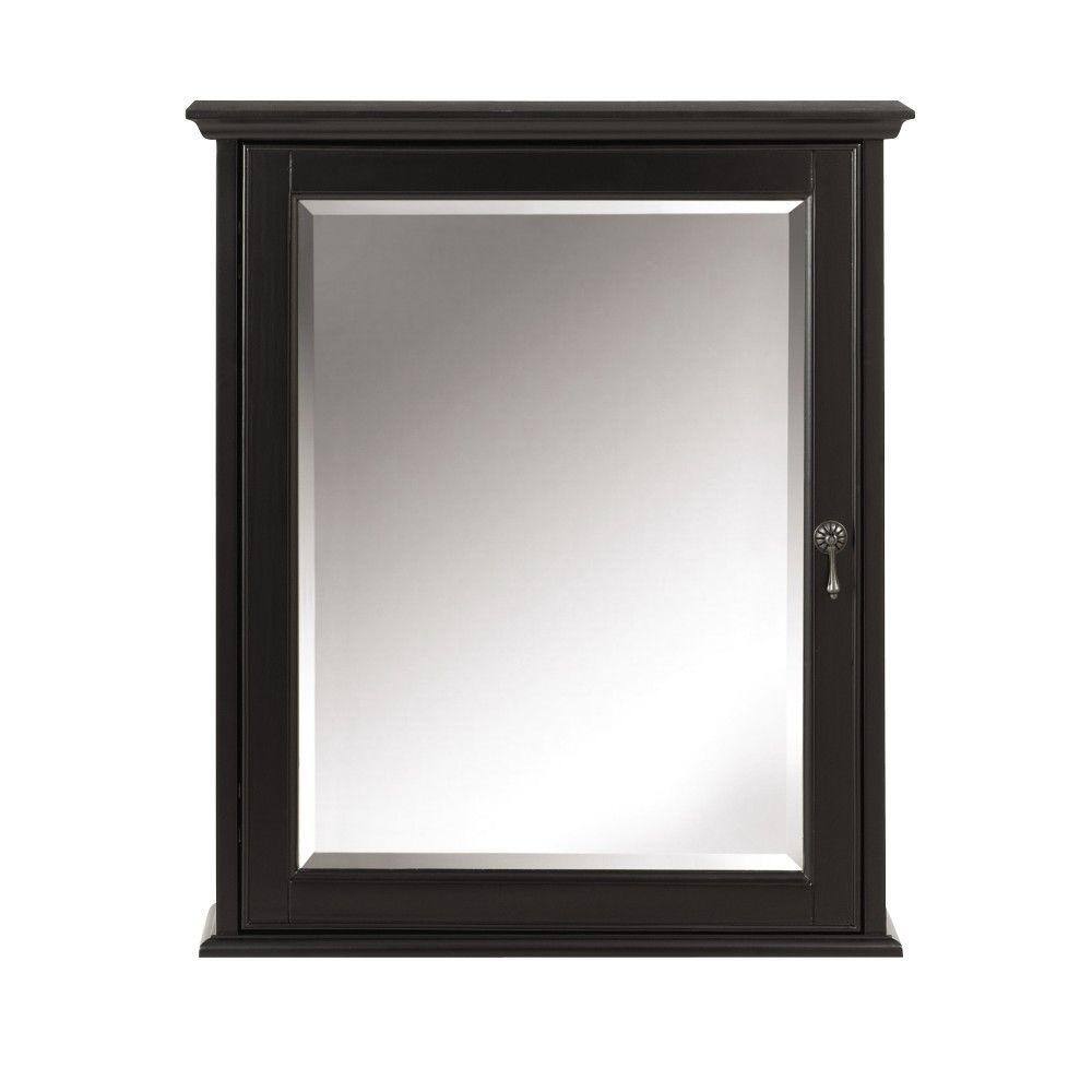 Home Decorators Collection Newport 24 in. W x 28 in. H Framed Bathroom Medicine Cabinet in Black 9390600210