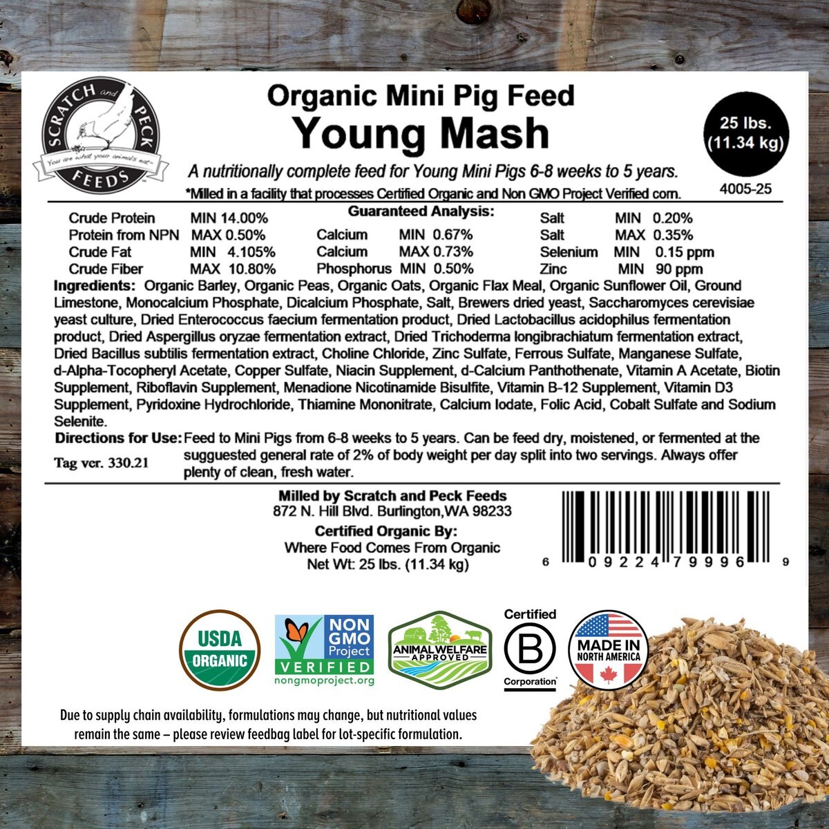 Scratch and Peck Feeds Organic Mini Pig Young Feed