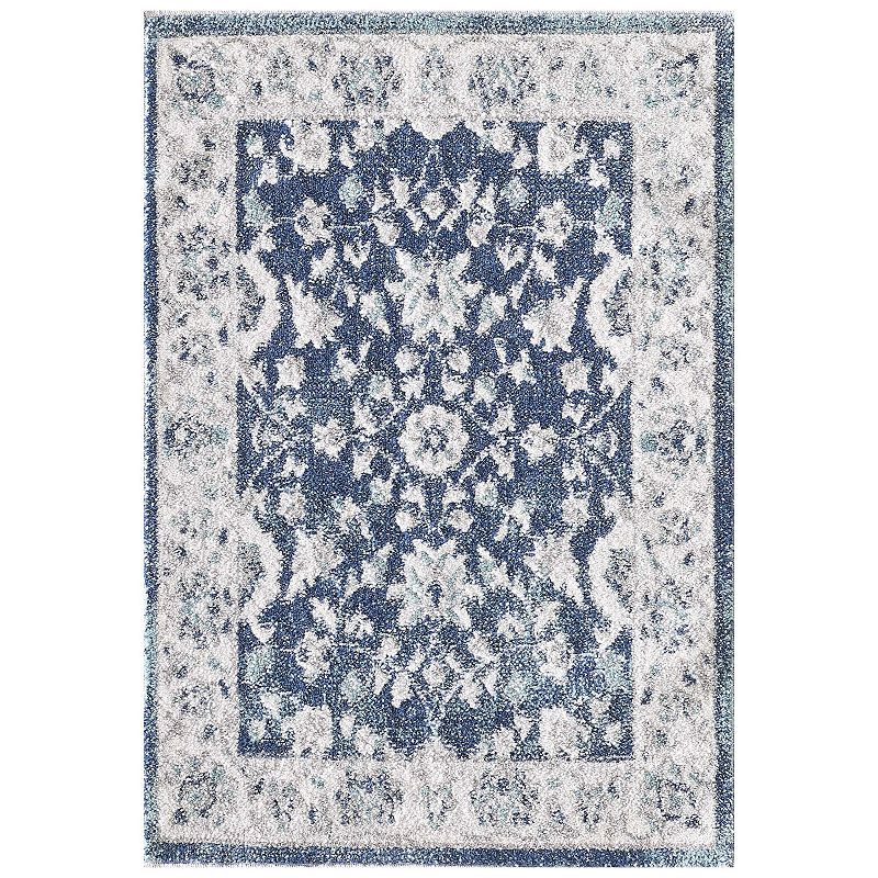 Loomaknoti Shiplins Cream and Dark Blue Area Rug