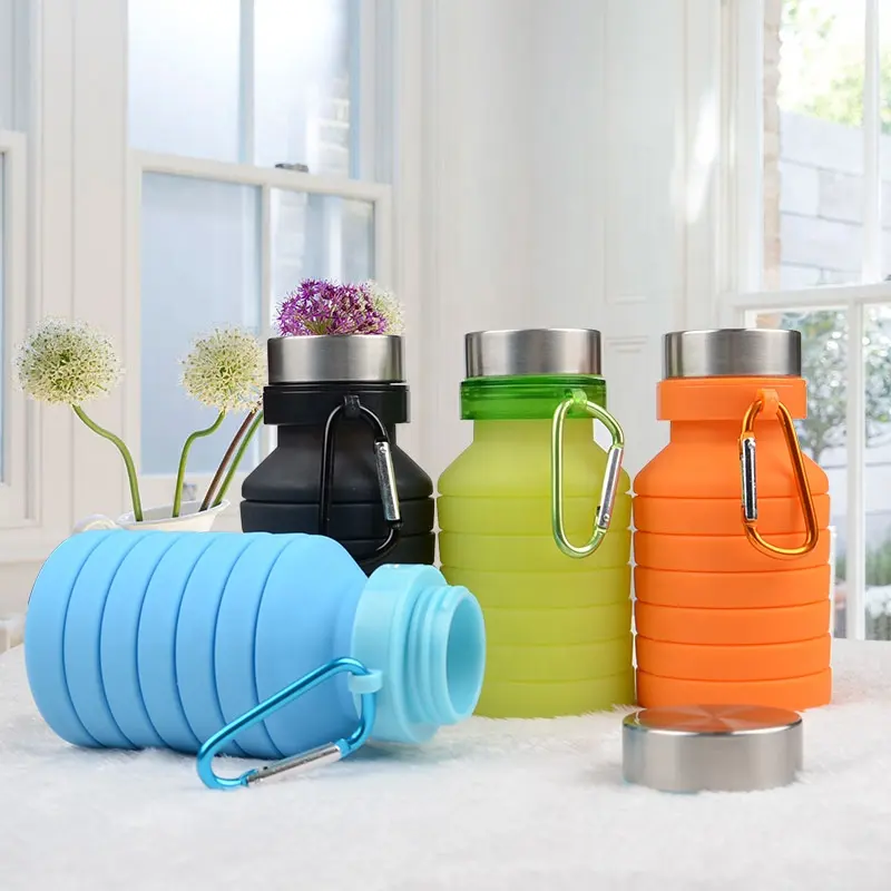 Foldable Water Bottle Reusable BPA Free Silicone Collapsible Water Bottle For Travel Gym Camping Hike