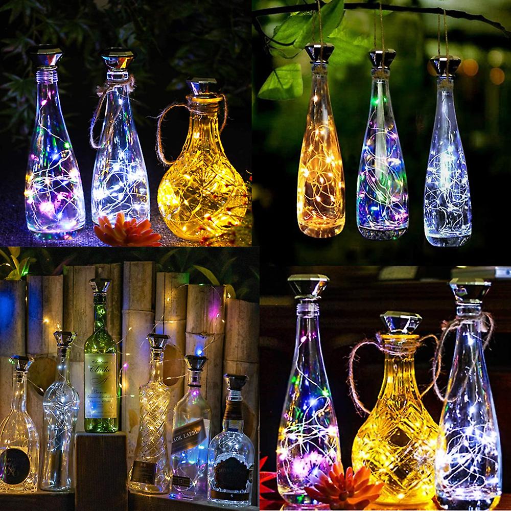 1pc Updated Solar Wine Bottle Lights 2m 20 Led Copper Wire Fairy Garland String Lights For Xmas Wedding Party Decor