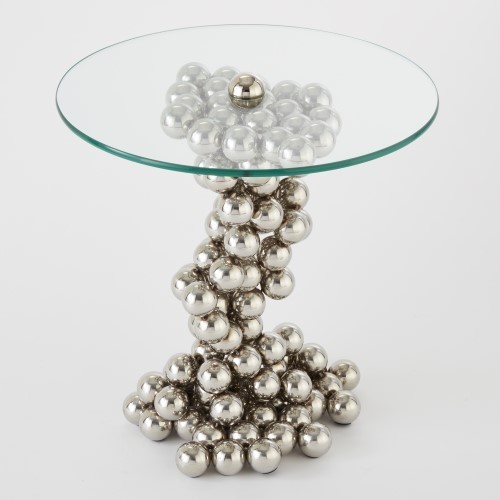 Abstract Silver Chrome Sphere Sculpture Table   Contemporary   Side Tables And End Tables   by My Swanky Home  Houzz