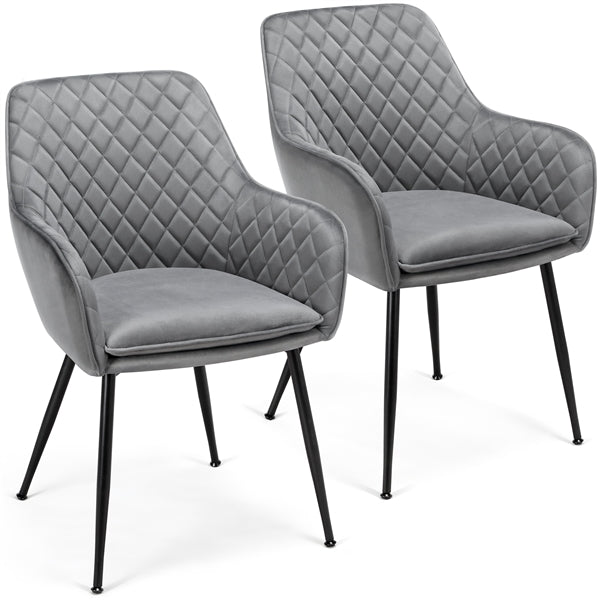 SMILE MART Modern Upholstered Velvet Dining Chairs， Gray