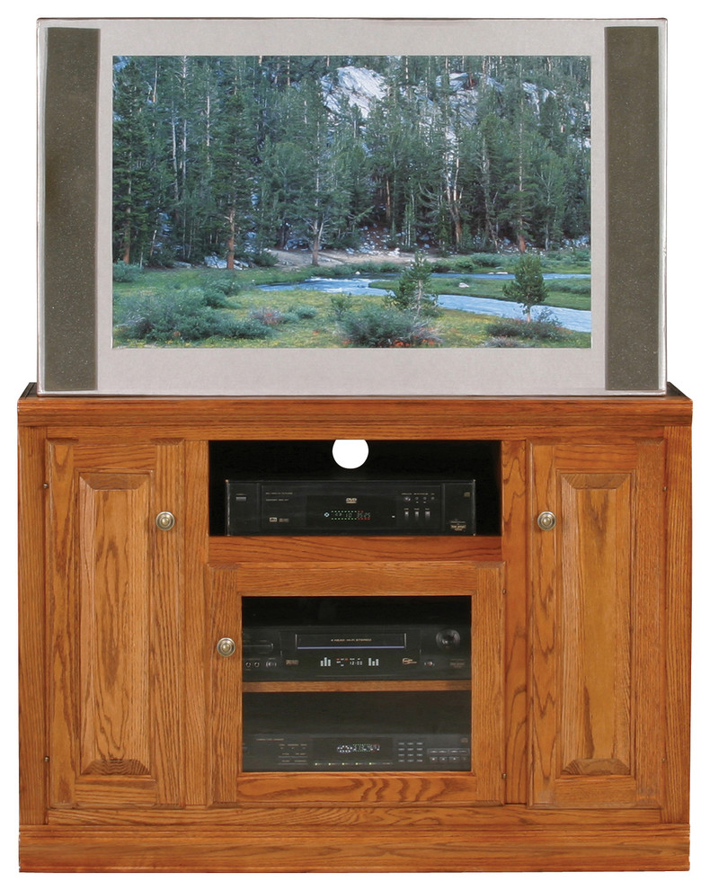 Classic Oak Thin 45.5 quotTall TV Cart   Transitional   Entertainment Centers And Tv Stands   by Eagle Furniture  Houzz