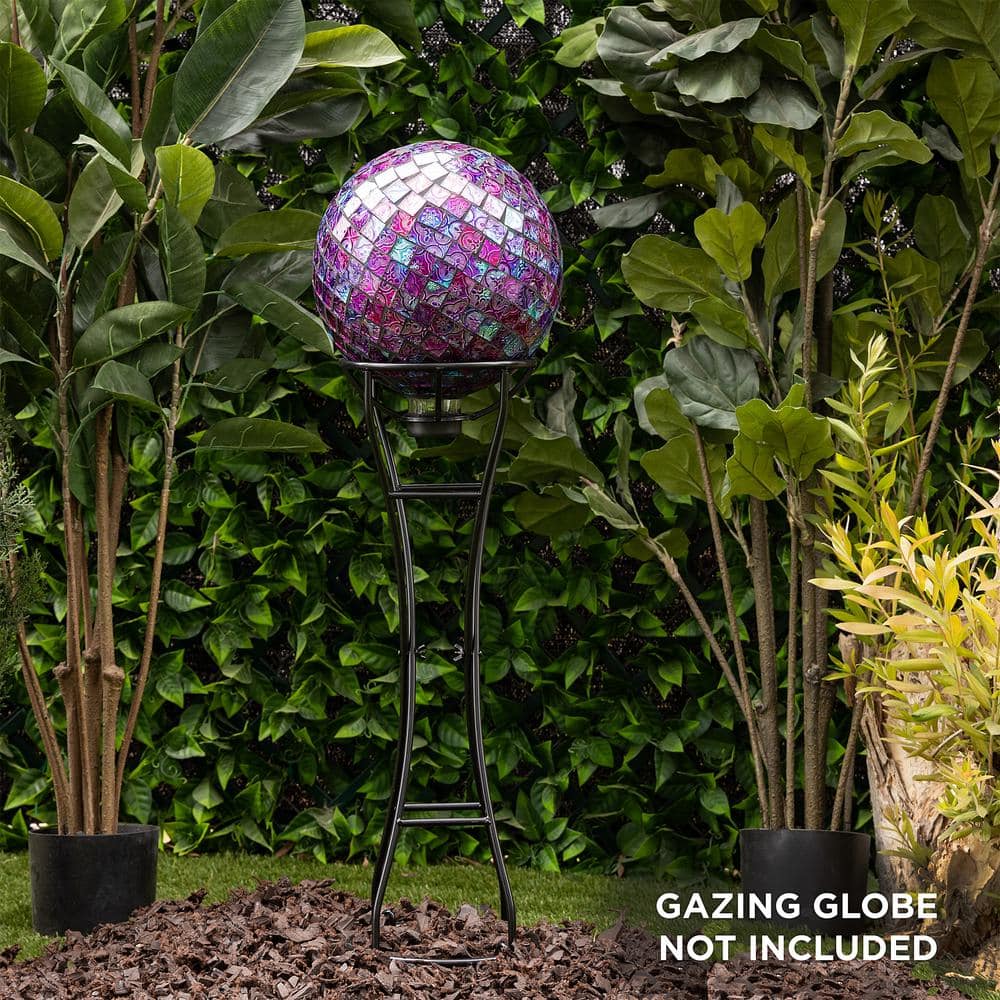 Alpine Corporation 24 in. Tall Indoor/Outdoor Metal Gazing Globe Display Stand, Black SLL1774HH