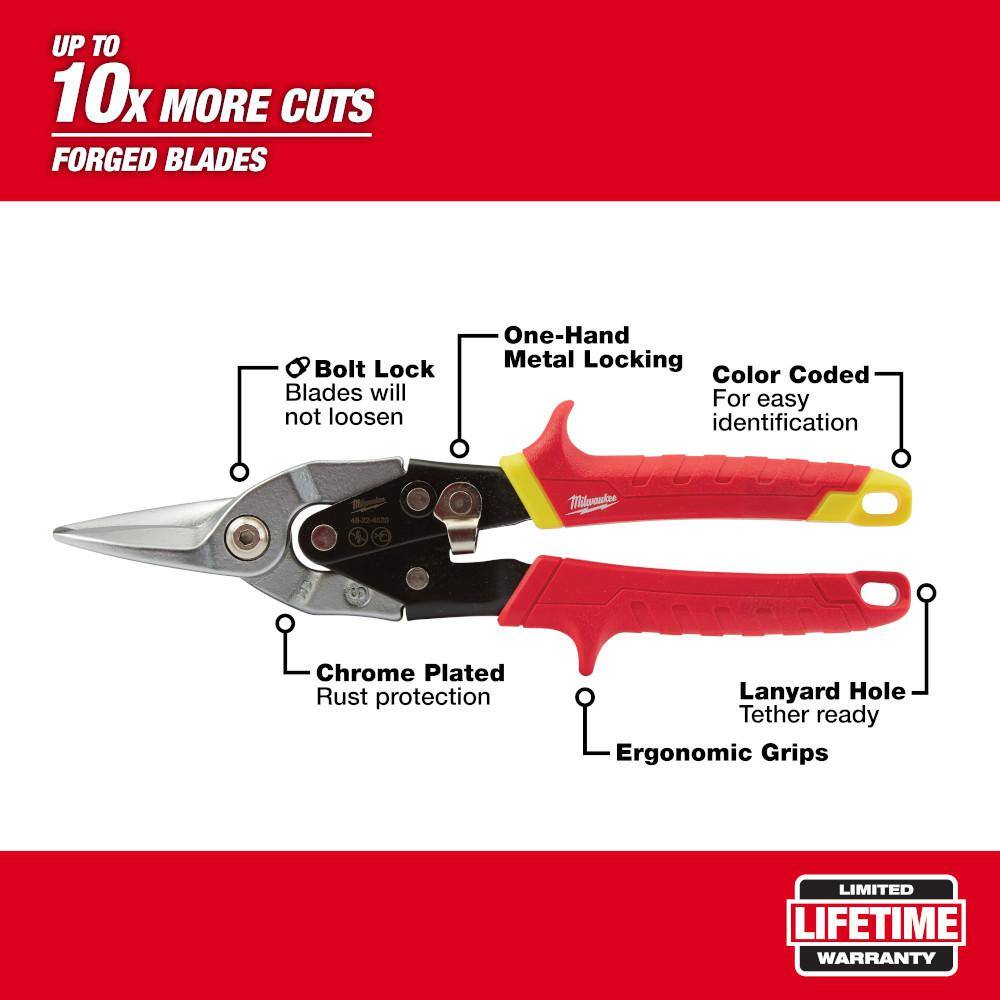 MW 10 in. Straight-Cut Aviation Snips 48-22-4530