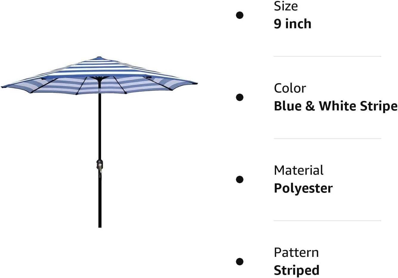 9' Outdoor Market Patio Umbrella with Push Button Tilt and Crank, 8 Ribs (Tan)