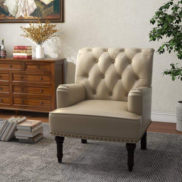 PU Leather Living Room Accent Chair with Tufted Back