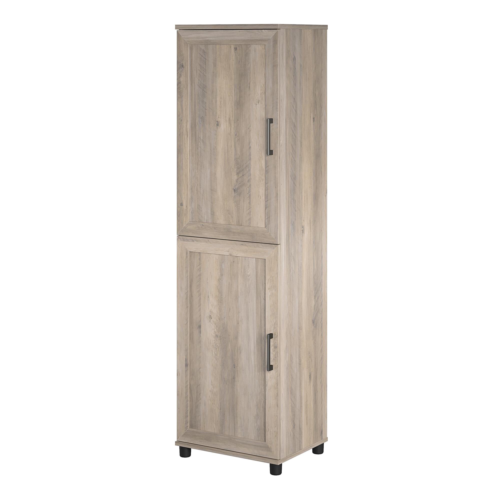 RealRooms Tindall 2 Door Kitchen Pantry Cabinet， Gray Oak